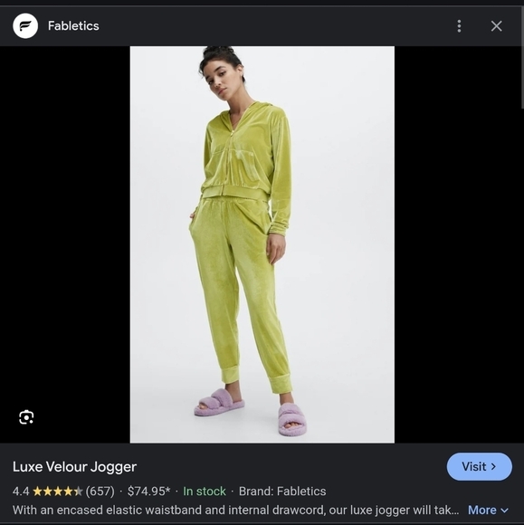 Fabletics Luxe Velour Joggers Women's Size 1X In Lime Green - Picture 3 of 13